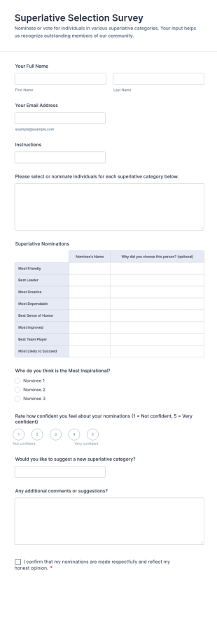 Superlative Selection Survey Form Template