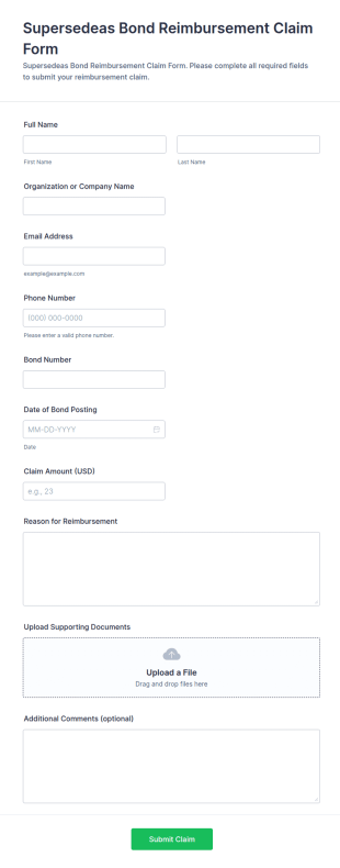 Supersedeas Bond Reimbursement Claim Form Template
