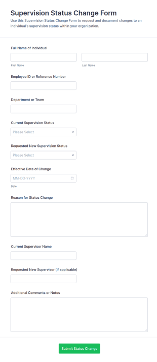 Supervision Status Change Form Template