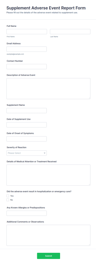 Supplement Adverse Event Report Form Template