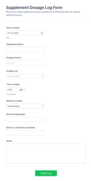 Supplement Dosage Log Form Template