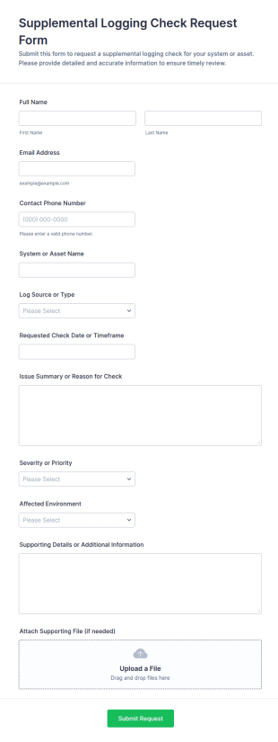Supplemental Logging Check Request Form Template
