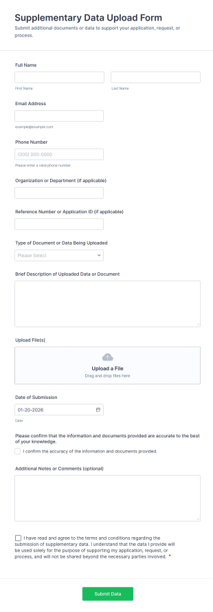 Supplementary Data Upload Form Form Template