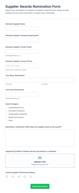 Supplier Awards Nomination Form Template