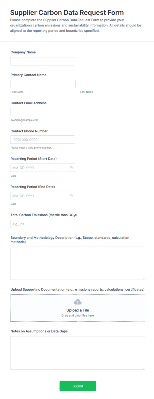 Supplier Carbon Data Request Form Template