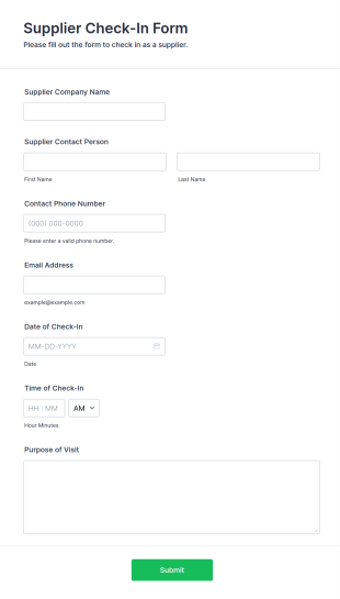 Supplier Check In Form Template