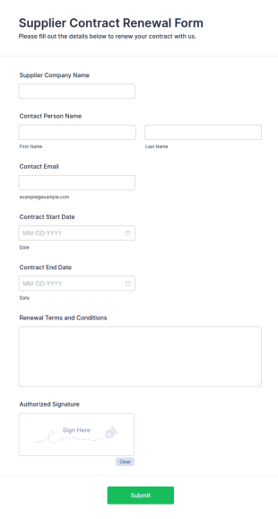Supplier Contract Renewal Form Template