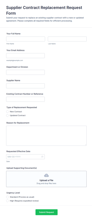 Supplier Contract Replacement Request Form Template
