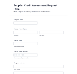 Supplier Credit Assessment Request Form Template