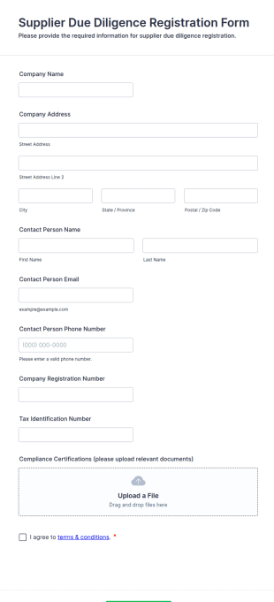 Supplier Due Diligence Registration Form Template