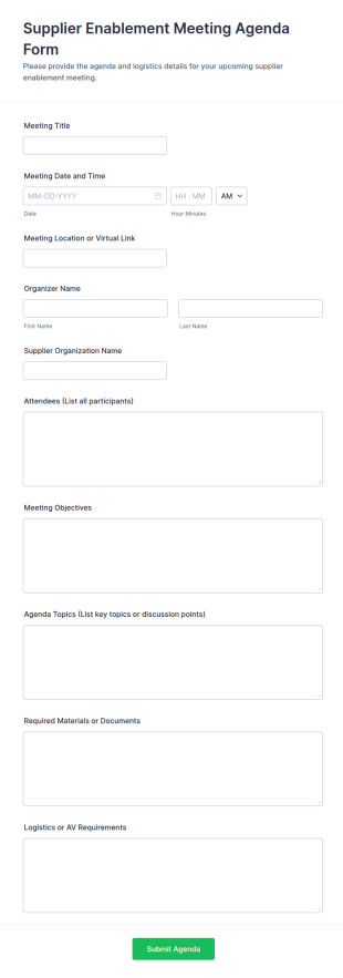 Supplier Enablement Meeting Agenda Form Template