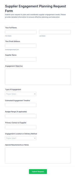 Supplier Engagement Planning Request Form Template