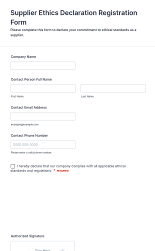 Supplier Ethics Declaration Registration Form Template