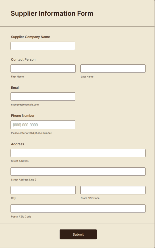 Supplier Information Form Template