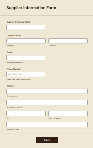 Supplier Information Form Template