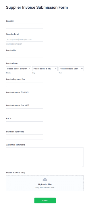 Supplier Invoice Submission Form Template