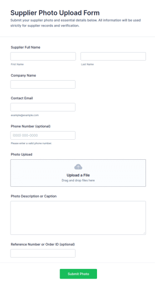 Supplier Photo Upload Form Template