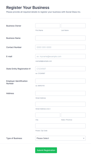 Supplier Registration Form Template