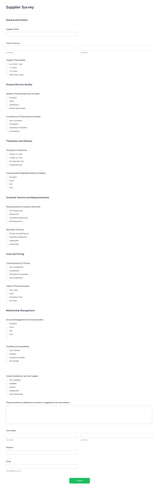 Supplier Survey Form Template