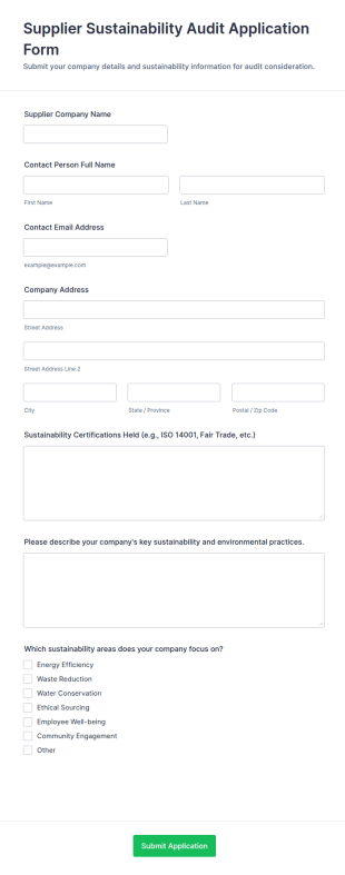 Supplier Sustainability Audit Application Form Template