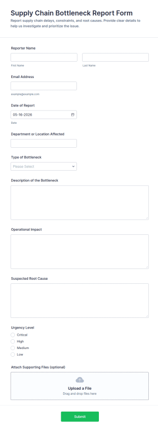 Supply Chain Bottleneck Report Form Template