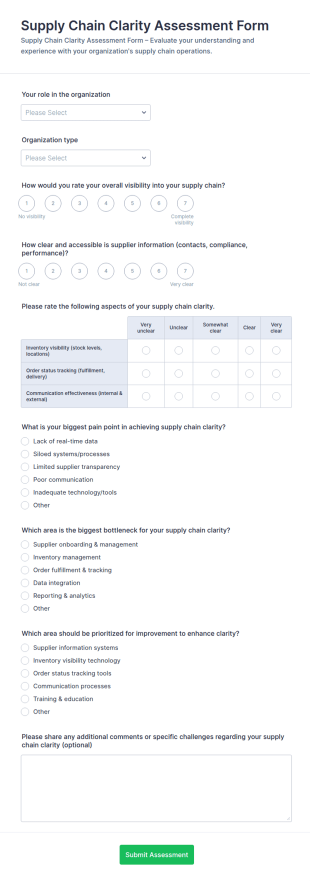 Supply Chain Clarity Assessment Form Template