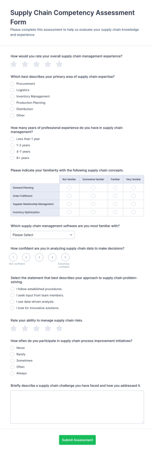 Supply Chain Competency Assessment Form Template