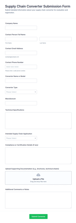 Supply Chain Converter Submission Form Template