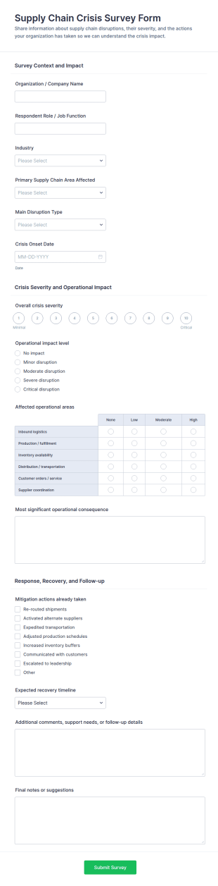 Supply Chain Crisis Survey Form Template