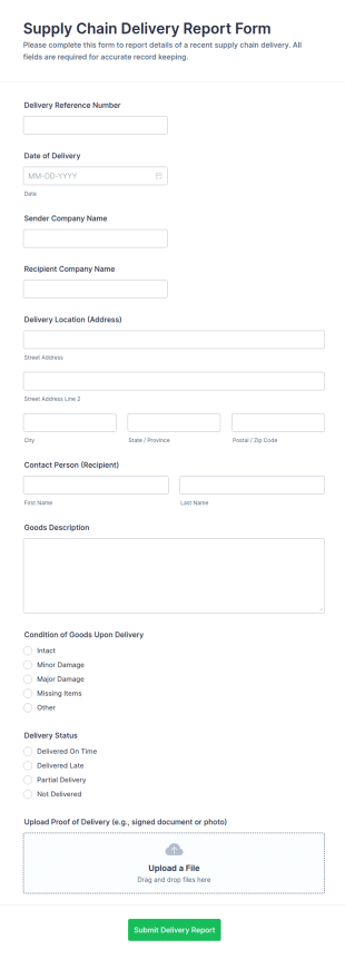 Supply Chain Delivery Report Form Template