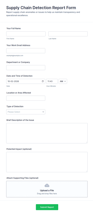 Supply Chain Detection Report Form Template