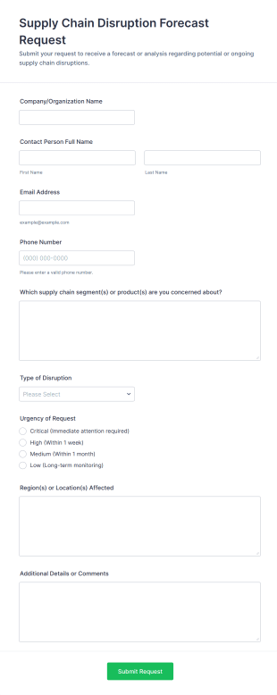 Supply Chain Disruption Forecast Request Form Template