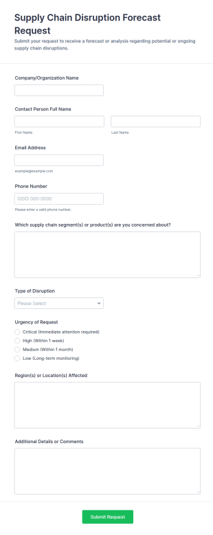 Supply Chain Disruption Forecast Request Form Template