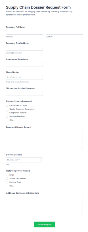 Supply Chain Dossier Request Form Template