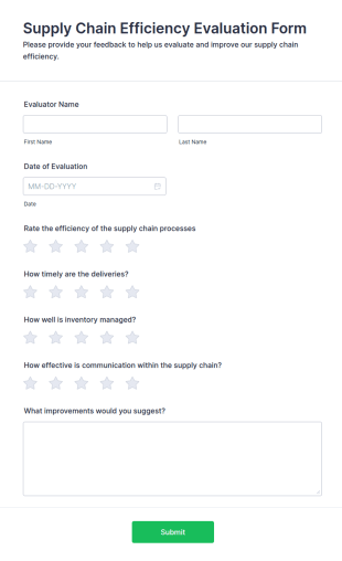 Supply Chain Efficiency Evaluation Form Template