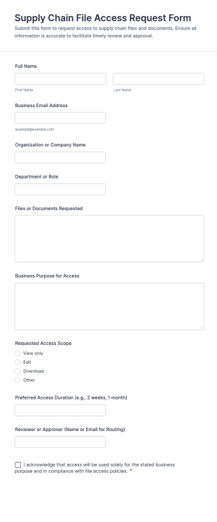 Supply Chain File Access Request Form Template