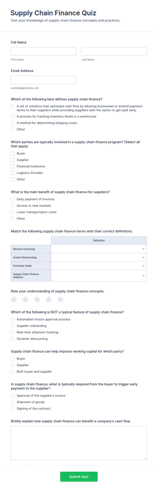 Supply Chain Finance Quiz Form Template
