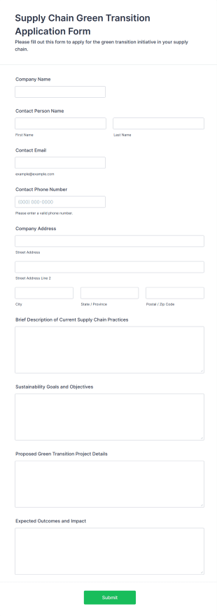 Supply Chain Green Transition Application Form Form Template