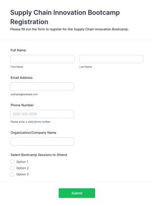 Supply Chain Innovation Bootcamp Registration Form Template