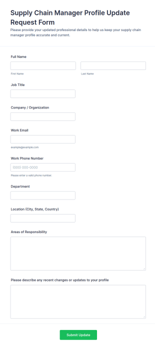 Supply Chain Manager Profile Update Request Form Template