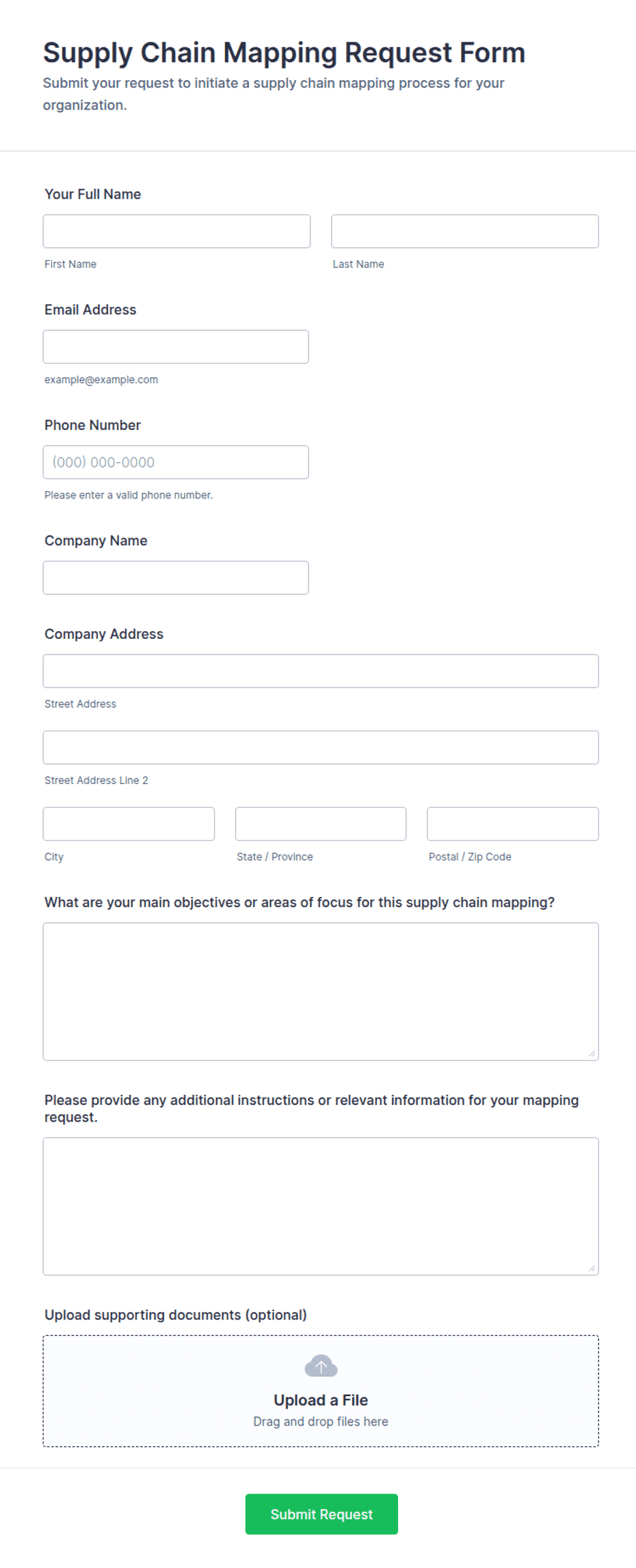 Wire Chain Form Supply Chain Mapping Request Form Template | Jotform
