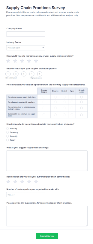 Supply Chain Practices Survey Form Template