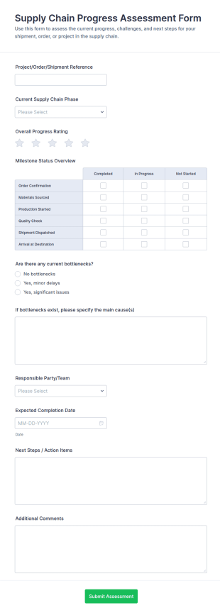 Supply Chain Progress Assessment Form Template