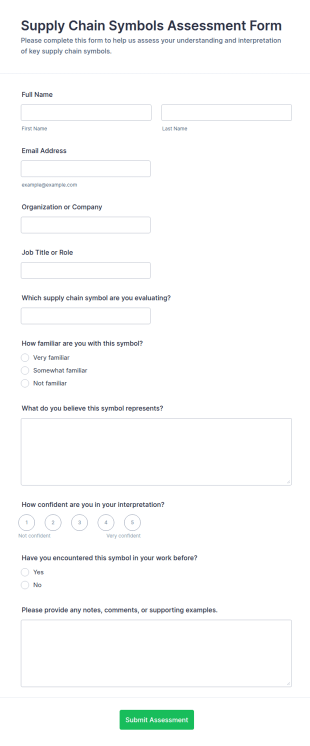 Supply Chain Symbols Assessment Form Template