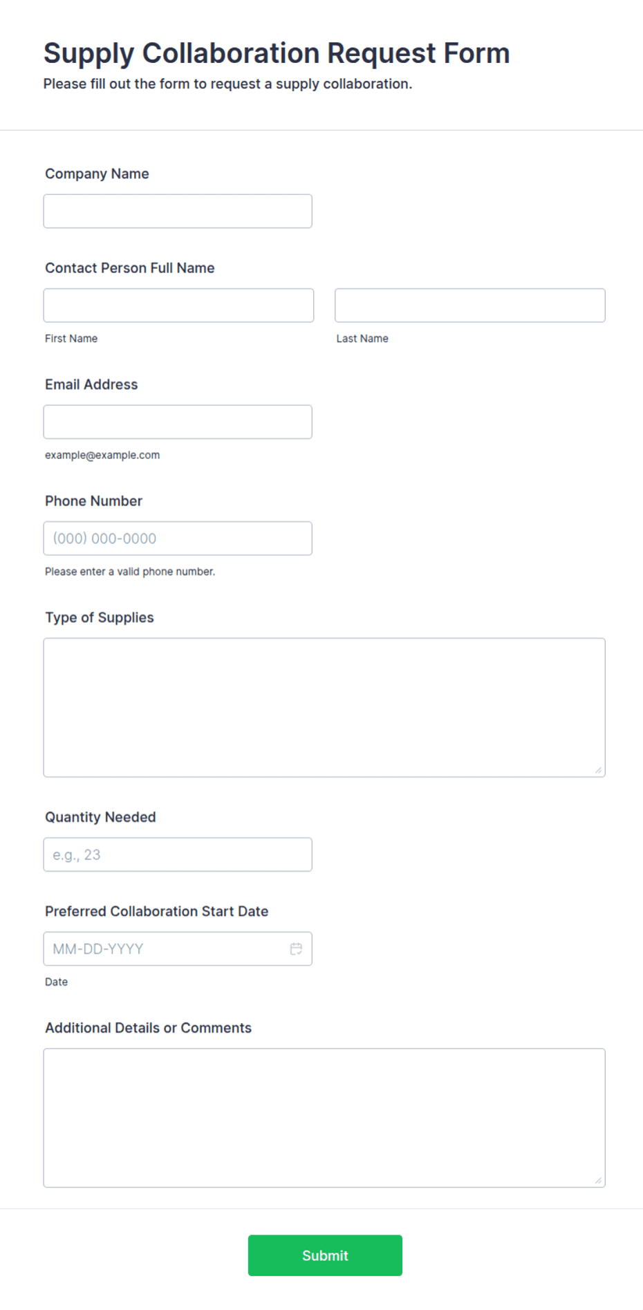 Supply Collaboration Request Form Template | Jotform