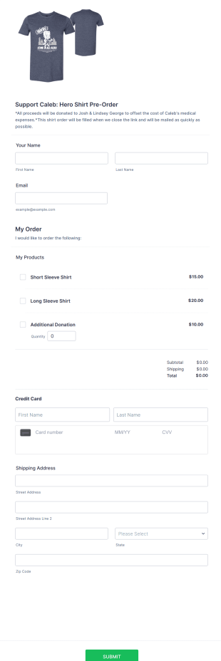 Hero T Shirt Order Form Template