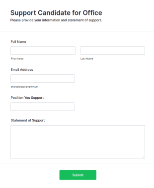 Support Candidate Form For Office