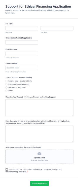 Support For Ethical Financing Application Form Template