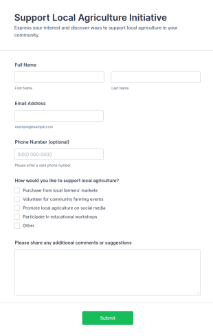 Support Local Agriculture Initiative Form Template