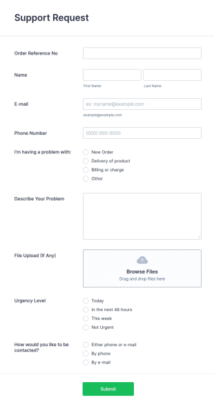 Support Request Form Template